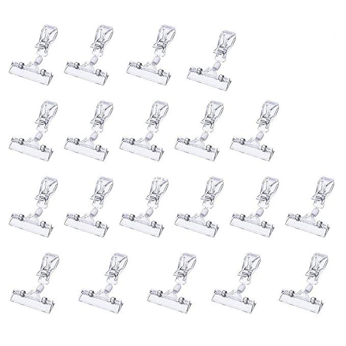 20PACK Clear Plastic Rotatable POP Clip-on Style Merchandise Sign Display Clip Tag Holders