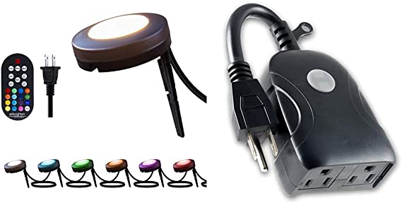 Enbrighten Seasons LED Landscape Lights, 18AWG, 10ft Spacing, 6 Pucks, Oil-Rubbed Bronze   UP Wi-Fi