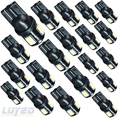 LUYED 20 X 240 Lumens Super Bright 5630 6-EX Chipsets 194 168 175 2825 W5W 158 161 T10 Wedge Led Bulbs,Xenon White