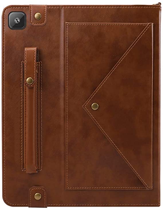 Case for Samsung Tab s6 Lite, TechCode PU Leather Protective Cover with Pen Holder/Card Slot/Hand Strap Wallet Shoulder Bag Carrying Case for Samsung P610/P615 Galaxy Tab S6 Lite 10.4 inch 2020(Brown)