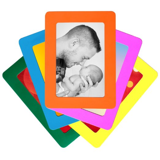 Set of 5 Colorful Magnetic Picture Frames by De Dazzle. Standard 4 X 6 Inches Photo Magnets for Refrigerator in Vibrant Colors. Perfect for Family Photos and Memories.