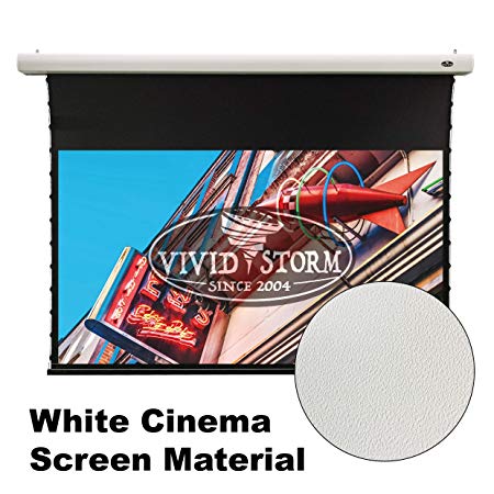 VIVIDSTORM Home Theater 8K/4K UHD Projection, Slimline Tab-tensioned,Electric Motorized Drop Down Projector Screen,120-inch Diag 16:9, White Cinema Material, Wireless 12V Projector Trigger,VMSLW120H