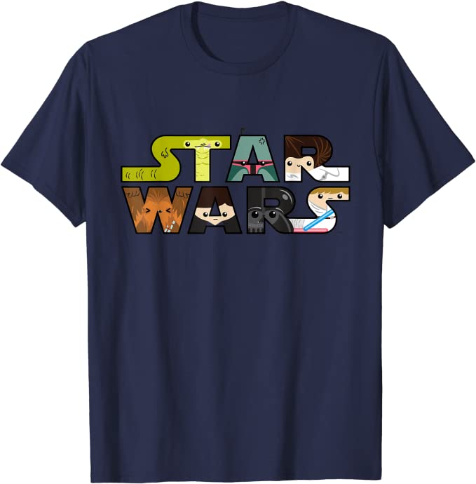 Star Wars Logo Character Close-Up Kawaii Style T-shirt T-Shirt