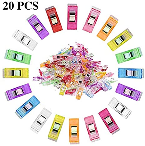 Multipurpose Sewing Clips 20 Pcs Premium Quilting Clips Assorted Colors Fabric Clips for Sewing Supplies Quilting Accessories Crafting Tools,Quilting Crafting