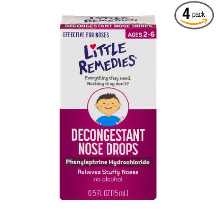 Little Remedies Decongestant Nose Drops, Children 2 , .50 fl oz (15 ml) (Pack of 4)