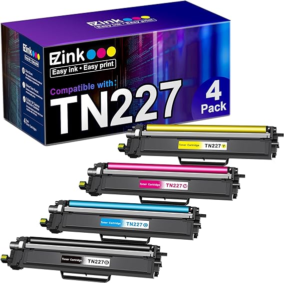 E-Z Ink (TM) TN227 Compatible Toner Cartridge Replacement for Brother TN227 TN227BK TN223 TN-227BK/C/M/Y High Yield to use with HL-L3270CDW HL-L3230CDW HL-L3210CW HL-L3290CDW MFC-L3710CDW (4 Pack)