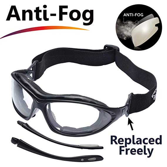 SAFEYEAR Anti Fog Safety Glasses- SG002 Clear Scratch Resistant Work Glasses for Men and Women No-Slip Grips, VU Protection Safety Goggles for DIY, Lab, Welding, Grinding, Chemistry