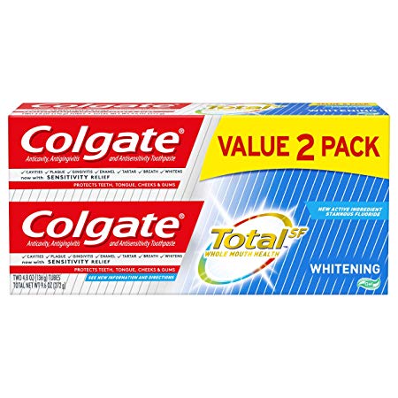 Colgate Total Whitening Toothpaste Gel, 4.8 ounce, 2 Count