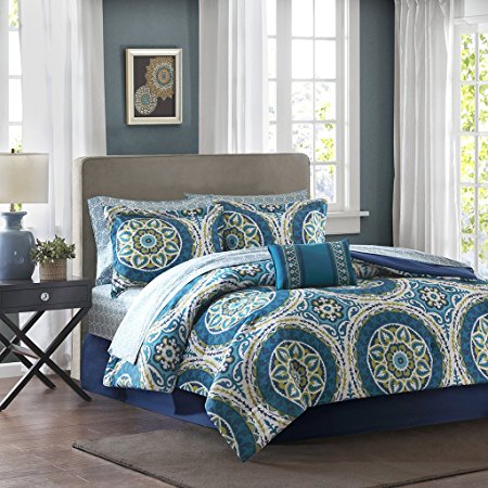 Madison Park Essentials Serenity Complete Bed And Sheet Set - Blue - Twin