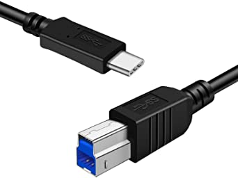 TNP USB Type C (USB-C) to Type B (USB-B) Cable (3FT) Black - SuperSpeed Standard USB 3.0 Male Port with Reversible Type C Connector Design for Printer Scanner