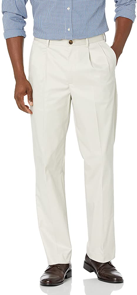 Buttoned Down Men's Relaxed Fit Pleated Non-Iron Dress Chino Pant