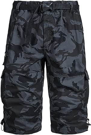 Men's 100% Cotton Cargo Shorts 3/4 Relaxed Fit Below Knee Capri Summer Casual Comfy Athletic Camo Tactical Pants