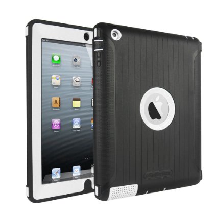 iPad 2 caseiPad 3 caseiPad 4 CaseBy eSellerBox Heavy Duty Full-body Rugged 3-Layer Protective Case With Stand Drops Bumps and Shock Built-in Screen Protector Case For iPad 234 BlackampWhite