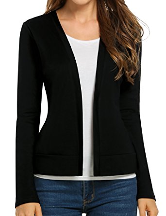 Beyove Women's Casual Open Front Long Sleeve Basic Knit Cardigan