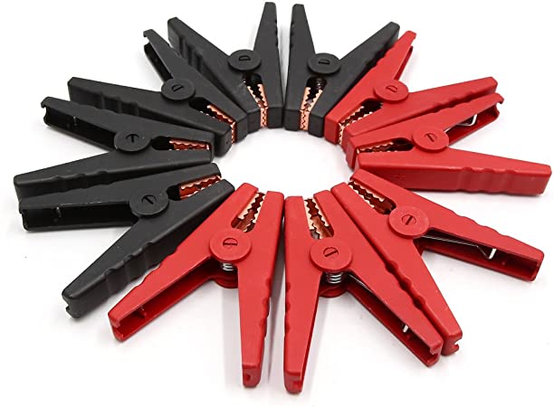 uxcell 10pcs 100A Red Black Battery Insulated Test Clips Alligator Clamps Clip for Car