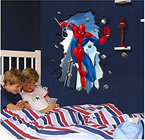 Pesp® Super Hero Spider-man Removable Wall Stickers for Kids Bedroom Playing Room Decals Home Decoration Wall Paper Cartoon Pattern