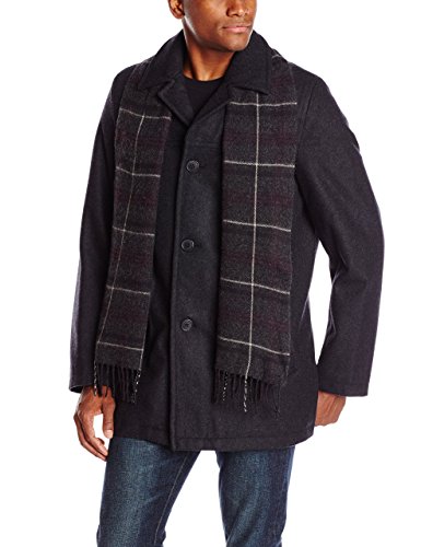 Dockers Men's Wool Melton Walking Coat with Detachable Scarf