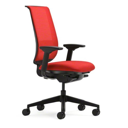 Steelcase Red Mesh Back Reply Chair with Rouge Fabric Seat