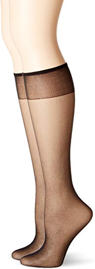 No Nonsense Women's Knee High Pantyhose with Sheer Toe 2-Pack