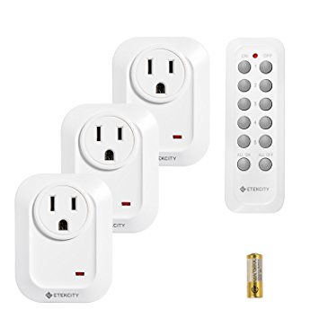 Etekcity Wireless Remote Control Electrical Outlet Switch for Household Appliances, Wireless Remote Light Switch, White (Learning Code, 3Rx-1Tx)