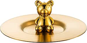 Fdit Stainless Steel Bear Cup Cover, Reusable Tea Coffee Cup Lid Bear Mug Cover for Mugs, Cups and Glass (Gold)