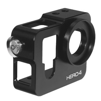 LOPOO Aluminum Alloy Protective Housing Case for Gopro Hero 4 Skeleton Thick Solid Shell Frame with Lens Cover & Wrist Strap