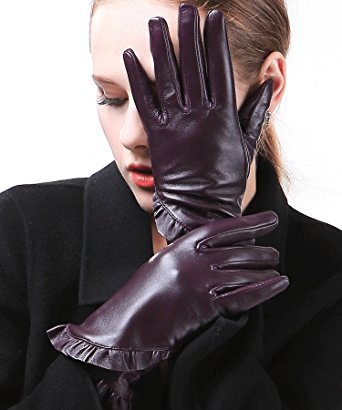 Harrms Best Luxury touchscreen Italian Nappa Genuine Leather Gloves for women's Texting Driving Cashmere Lining