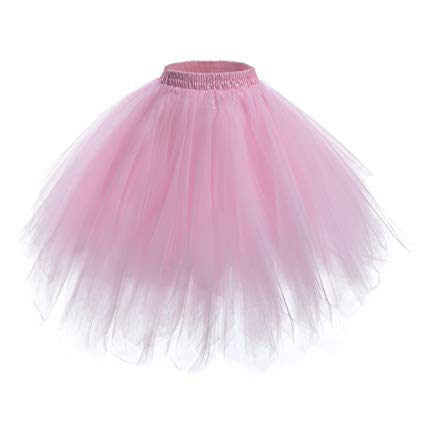 AWAYTR Women's Short Ballet Tutu Skirt - Elastic Vintage Petticoat Adult Bubble Skirt