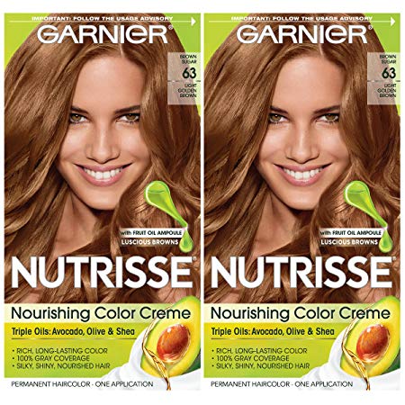 Garnier Hair Color Nutrisse Nourishing Creme, 63 Light Golden Brown (Brown Sugar), 2 Count