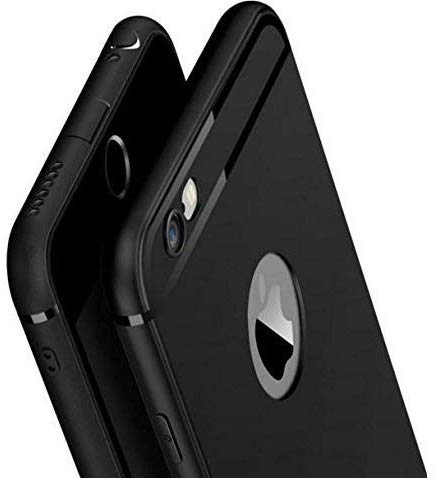 Amozo® Soft Silicone with Anti Dust Plugs Shockproof Slim Back Cover Case for Apple iPhone 6 / iPhone 6S - Black