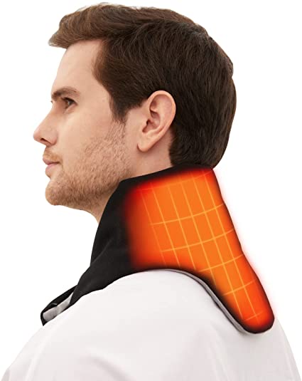 Heated Scarf with Neck Heating Pad, MELISSA Electric Neck Warmer Wrap for Cramps, Pain Relief or Stiffness Relief, Rechargeable Cordless Thermal Cervical Collar with 5000mAh Power Bank - Black