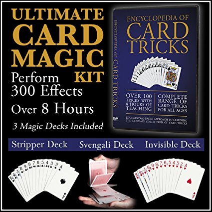 The Ultimate Card Magic Kit Encyclopedia of Card Tricks Set with Pro Svengali, Stripper and Invisible Decks For Adults or Kids