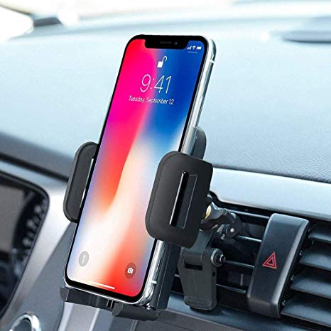 Patekfly Car Mount, Phone Holder Universal Air Vent Phone Mount, Adjustable 360 Degree Rotation Cellphone Mount One-Button-Release for iPhone X/8/7P, Galaxy S6/7 Note 8,Huawei,Other Smartphone (Black)