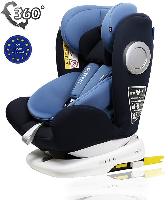 LETTAS Baby Car Seat for Child Group 0 /1/2/3 (0-36 kg/0-12 Year) ISOFIX  Top Tether Rotation 360° (Navy)