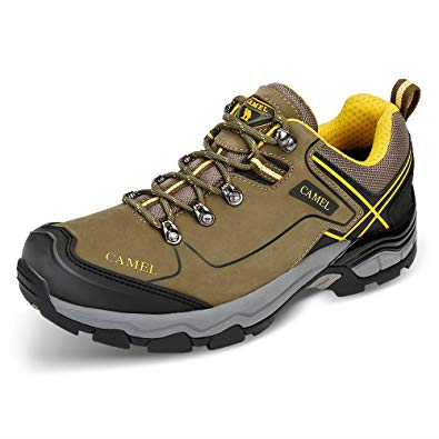 Camel Lightweight Hiking Shoes Men Shockproof Non-Slip Outdoor Breathable Low Snow Leather Hiking Walking Shoes