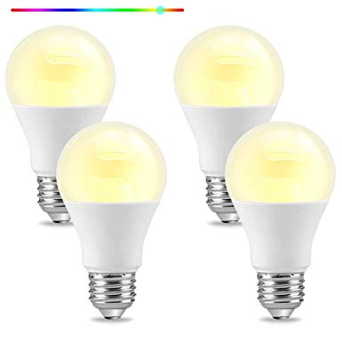 WiFi Smart Light Bulb LITSPED A21 850LM Dimmable Multicolor LED Smart Bulb Compatible with Alexa Echo Google Home and IFTTT (No Hub Required),Easy and Reliable (4pack)
