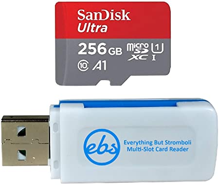 SanDisk 256GB SDXC Micro Ultra Memory Card Works with Motorola Moto G7, G7 Play, G7 Plus, G7 Power Includes Adapter (SDSQUA4-256G-GN6MN) Bundle with (1) Everything But Stromboli Combo Card Reader