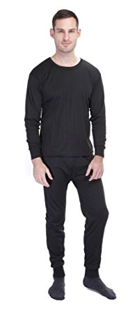 Men's Lightweight Ultra Soft Cotton Fleece Lined Thermal Underwear Long John Set