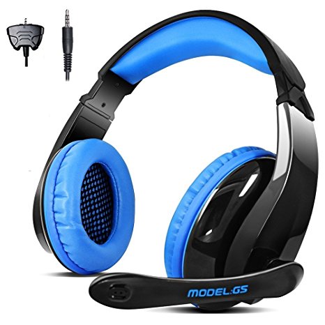 LETTON PS4 Gaming Headphones G5 3.5mm Stereo Sound PC Gaming Headset with Microphone,Over Ear Noise Canceling for Xbox One /Mac,Black/Blue