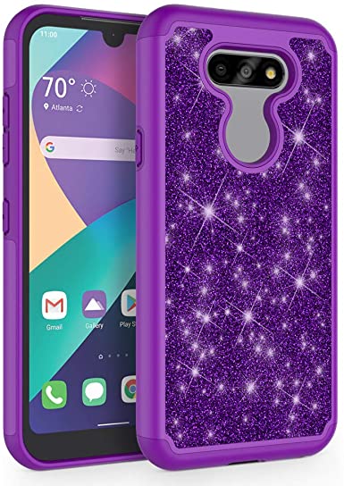 SYONER Glitter Phone Case Cover for LG Aristo 5 / LG Aristo 5  / LG Fortune 3 / LG Risio 4 / LG Phoenix 5 / LG K8X / LG K31 / LG Tribute Monarch (5.7", 2020) [Purple]