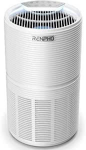 RENPHO Air Purifiers for Home Large Room, Air Quality Monitor, Smart Auto Mode, 24dB Quiet Sleep Mode 4 Speeds 4 Timers Child Lock Night Light, HEPA Air Cleaner Removes Dust Pet Dander Smoke