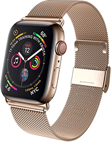 GBPOOT Band Compatible with Apple Watch Band 38mm 40mm 42mm 44mm, Wristband Loop Replacement Band for Iwatch Series 6/SE/5/4/3/2/1-Gold 38mm/40mm