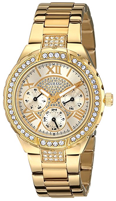 GUESS Women's U0111L2 Sparkling Hi-Energy Mid-Size Gold-Tone Watch