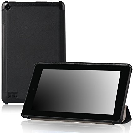 Fire 7 2015 Shell Case Cover, Famavala Ultra Slim Lightweight Case Cover For Fire 7 2015 Version Android Tablet (will only fit Fire 7" Display 5th Generation - 2015 Release) (Black)