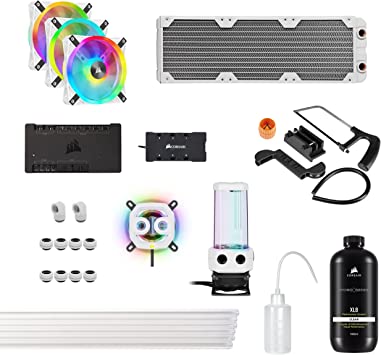 Corsair Hydro X Series iCUE XH305i RGB PRO Custom Cooling Kit (Hardline CPU Cooling Loop, CPU Water Block, D5 Pump/Reservoir Combo, Radiator, 3X RGB Fans, iCUE Software Control) White