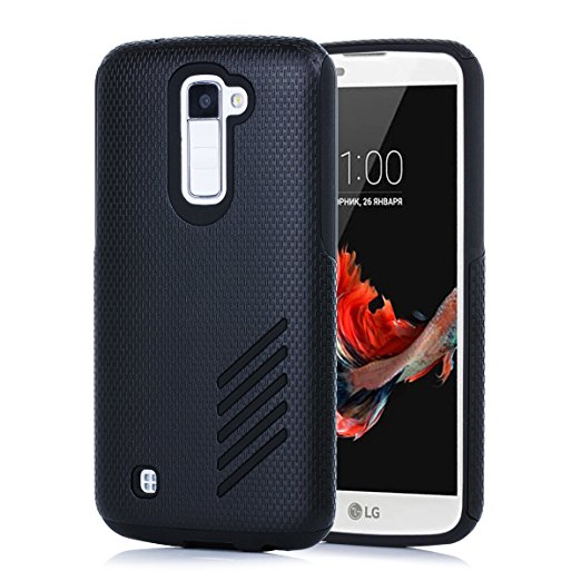 LG K10 Case, BENTOBEN Hybrid Dual Layer Rugged Polycarbonate Hard Back Cover Silicone Soft Bumper for LG K10/LG Premier LTE L62VL L61AL (2016) , Black