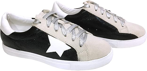 Women Classic Two Tone Star Lace up Fashion Sneakers Dale