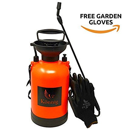Könnig 2 Gallon/8L Lawn, Yard and Garden Pressure Sprayer For Chemicals, Fertilizer, Herbicides and Pesticides with FREE Pair of Garden Gloves