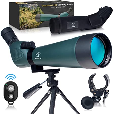 CREATIVE XP Spotting Scope with Tripod 20-60x80mm - BAK 4 Prism Spotting Scopes for Target Shooting Hunting Astronomy Bird Watching - 100% Waterproof Shockproof IP67 - Phone Adapter and Clicker