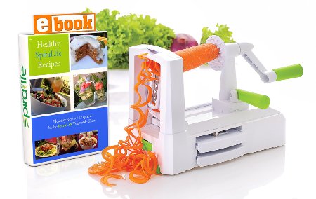 SpiraLife Pro Vegetable Spiralizer - Spiral Vegetable Slicer - Zucchini Spaghetti Maker and Recipe eBook Package - 3 blades